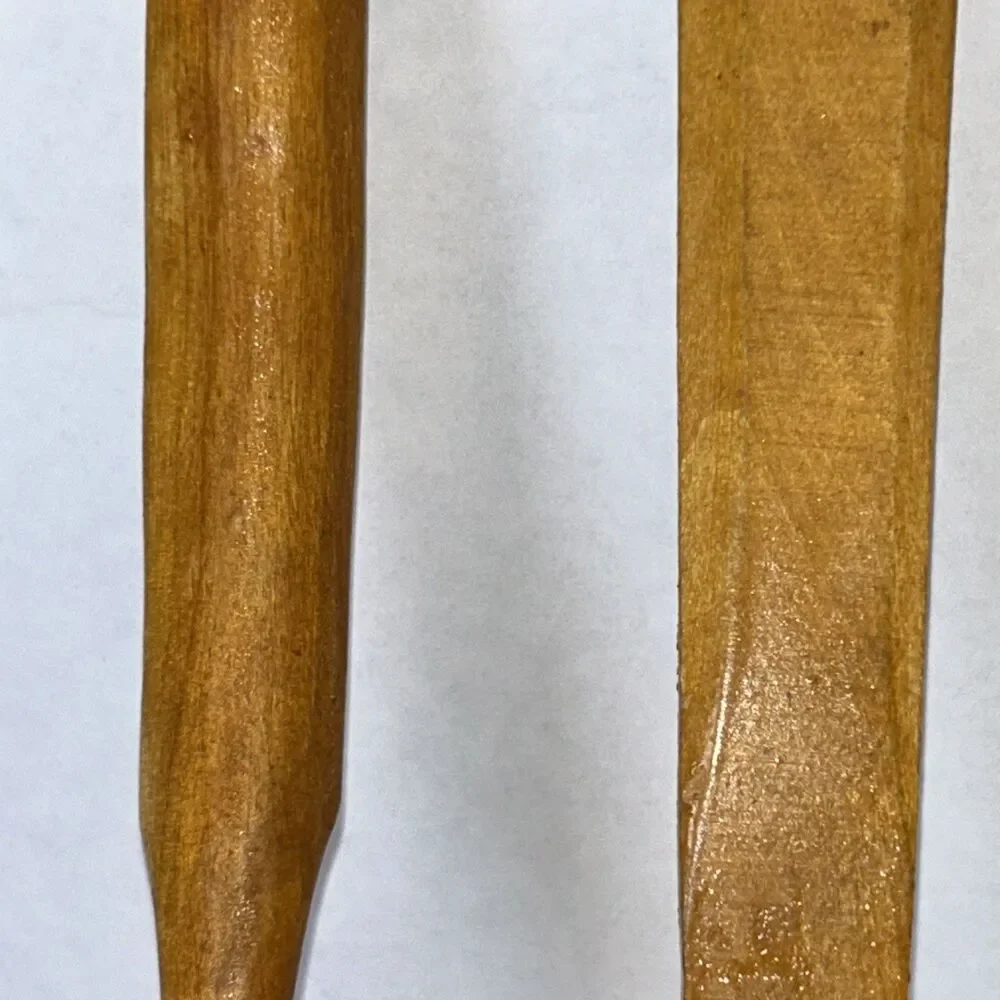 Hand Carved & Painted Wood Small Serving Fork & Spoon Set with Flowers